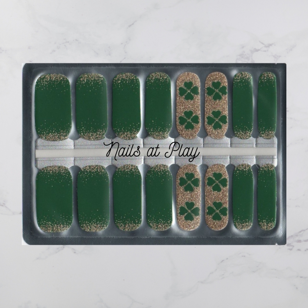 5 For $15 Nail Wraps - Green N Gold Charm